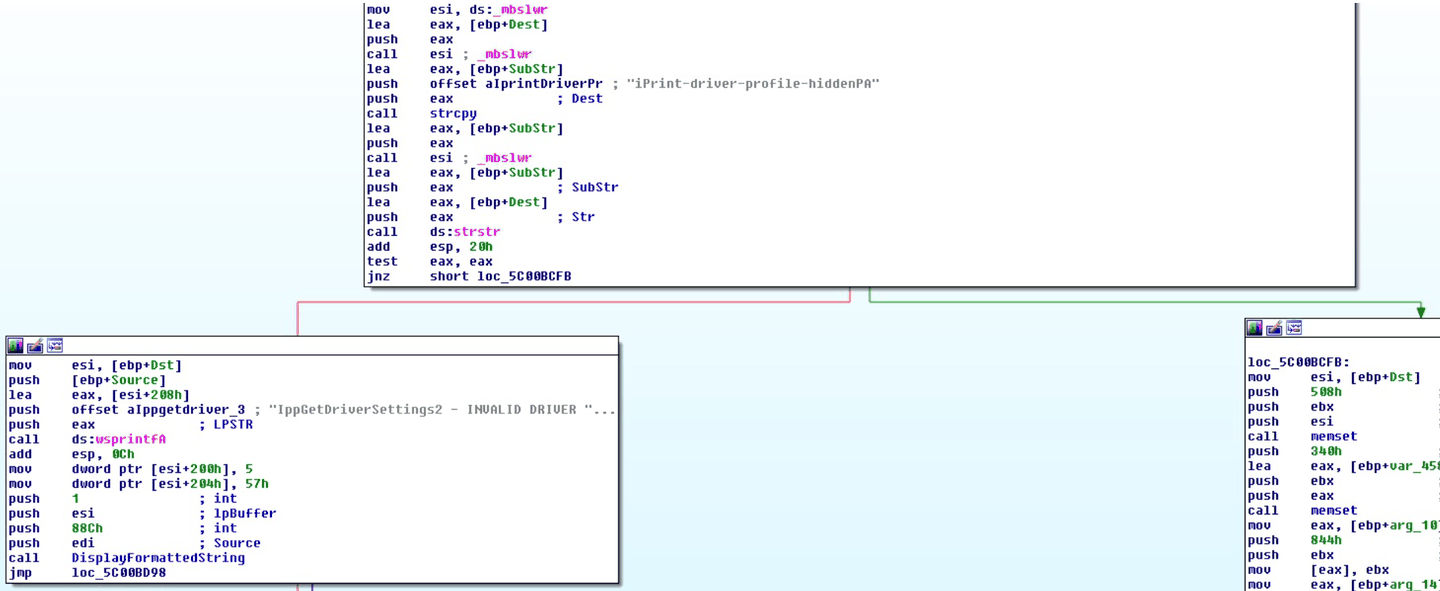 strstr check on iPrint-driver-profile-hiddenPA