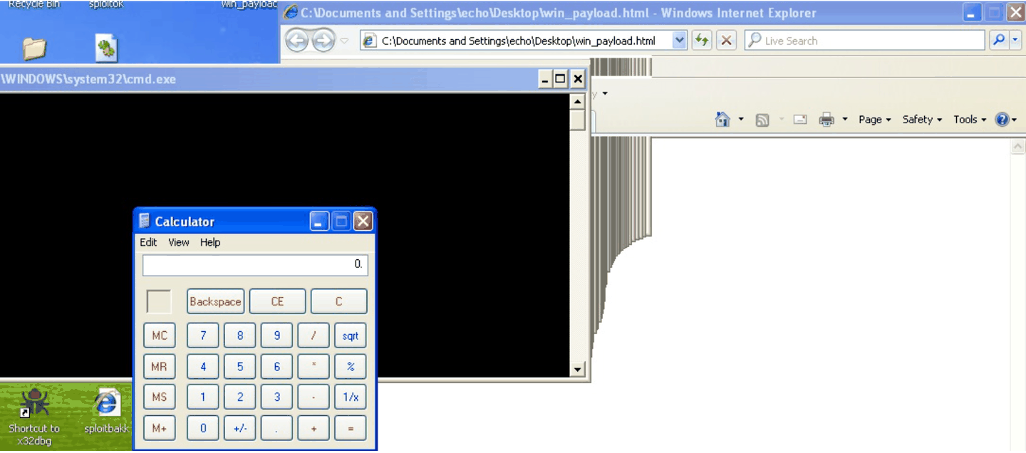 calc.exe spawned by the iPrint ActiveX controller